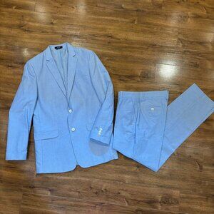 Boys Tommy Hilfiger 2 Piece Cotton Suit Jacket Pants Size 20 Light Blue Cotton